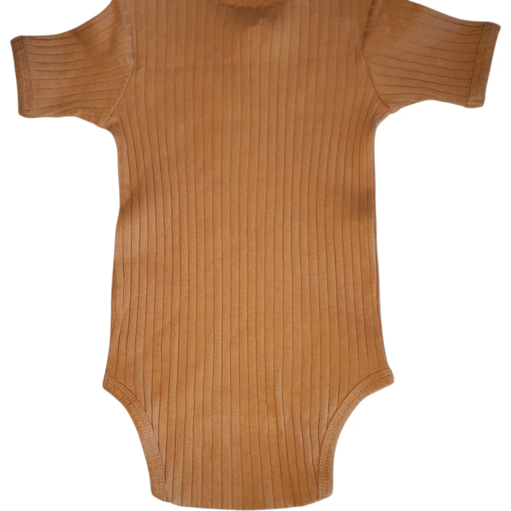 NWT Kate Quinn One-piece Bodysuit Short-sleeve Gold Ribbed Baby Girls 12-18M